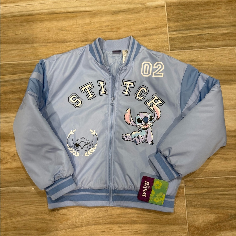 Disney Stitch Blue Bomber Jacket- youth 10/12 - NWT